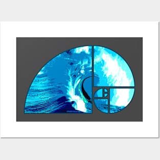 Ocean Wave Fibonacci Spiral Posters and Art